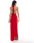 Flounce London high neck maxi dress in red