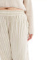 ONLY Curve high waist trouser in beige & brown stripe