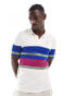 GANT shield logo embroid multistripe washed polo in cream