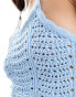 Vero Moda crochet halter top in light blue