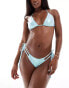 Missyempire metallic triangle bikini top co-ord in light blue