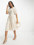 French Connection tiered midi smock dress in beige gingham