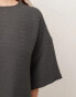 ASOS EDITION Curve textured boxy woven t-shirt in charcoal