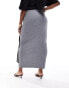 4th & Reckless Plus exclusive knitted drape tie waist maxi skirt in grey