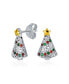 Holiday Golden Star Winter Red Green Cubic Zirconia CZ Sparkly Christmas Tree Stud Earrings For Women