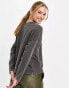 Whistles relaxed washed pocket detail jersey top in grey