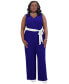 Women's Surplice-Neck Sleeveless Tie-Waist Jumpsuit