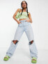 Daisy Street asymmetric crop top in mint rib