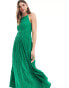 & Other Stories sleeveless midi dress with ruched and pleat detail in green