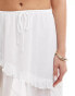 Aria Cove semi sheer ruffle trim chiffon maxi beach skirt in white