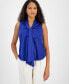 Women's Tie-Neck Sleeveless Satin Blouse, Created for Macy's