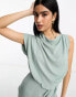 ASOS DESIGN drape neck sleeveless wrap front mini dress in light sage