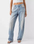 Bershka slouchy baggy jeans in light dirty wash blue