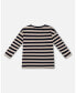 Toddler Boys Striped Rib T-Shirt Navy