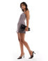 Closet London square neck mini dress in grey