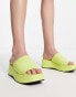 Monki chunky flatform slider sandal in lime green