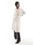 Forever New formal wrap coat with tie belt in cream