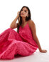 YAS cami broderie maxi dress in raspberry sorbet - PINK