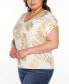 Plus Size Foil Print Grommet Trim Top