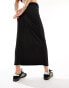 Urban Threads slinky maxi skirt with ruched front in black