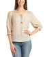 Juniors' Tie-Front Lace-Trim 3/4-Sleeve Top