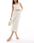 In The Style linen look drawstring midaxi skirt in stone