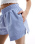 Cotton On boxer shorts in linen look blue stripe