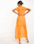 ASOS DESIGN pleated raw edge maxi dress in neon orange