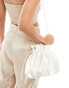 True Decadence pouch bag with chain strap in off white satin