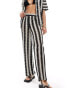 Iisla& Bird knitted stripe beach trouser co-ord in black and white