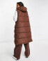 New Look longline padded gilet in dark brown