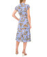 Women's Scallop-Trim Tie-Waist Floral Midi Dress