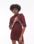 Topshop premium seamed t-shirt mini dress in burgundy