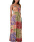 Women's Paisley Patchwork Ruched Maxi Beach Dress