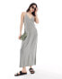 Stradivarius linen look cami maxi dress in washed khaki