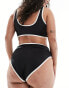 ASOS DESIGN Curve contrast binding supportive high leg high waist bikini bottom in black