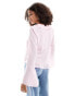 YAS frill detail tie front blouse in powder pink - LPINK