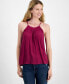 Juniors' Crochet-Trim High-Neck Tank Top