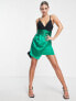 Collective the Label exclusive plunge ruched waist mini dress in emerald