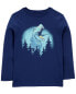 Kid Dinosaur Cotton Blend Long-Sleeve Tee - Blue S