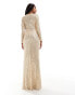 Jaded Rose Tall long sleeve sequin maxi dress in gold