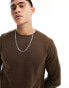 Selected Homme wool mix crew neck jumper in brown