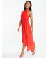 Women's Crepe Halter Neck Hi Low Dress