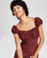 Women's Dotted Lace-Trim Cap-Sleeve Dress, Created for Macy's