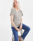 Women's Printed Smocked-Shoulder V-Neck Top, Created for Macy's