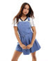 ASOS DESIGN dungaree playsuit with box pleat wrap skort in dusky blue