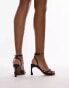 Topshop Fabia premium leather strappy high heeled sandals with buckle detail in black