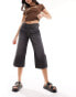 Weekday Ample low waist capri denim jorts in ash black