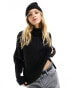 Pimkie roll neck side split jumper in black