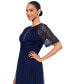 Women's Lace Trim Short-Sleeve Gown